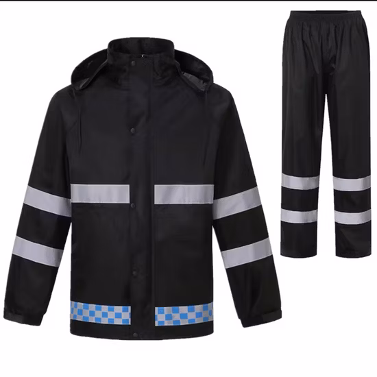 Vêtements de pluie réfléchissants de sécurité de manteau de pluie de PVC des hommes de combinaison de pluie de haute visibilité