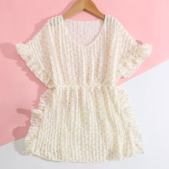 Vêtements d'été Design Floral personnalisé enfants mince arc robe sans manches fille vêtements de mode robe bébé robe fille porter